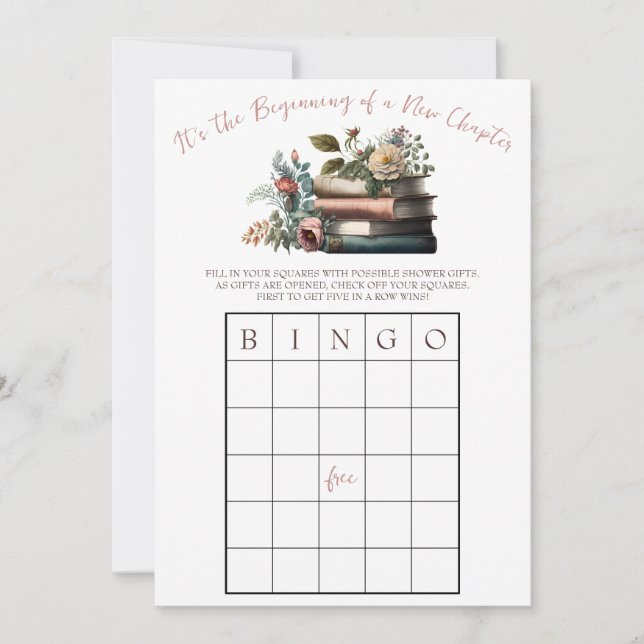 Ein neues Kapitel beginnt! Brautparty BINGO-Spiel Einladung (Vorderseite)