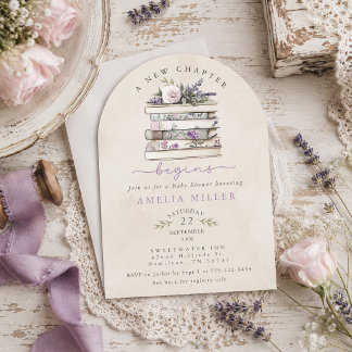Ein neues Kapitel beginnt Chic Floral Buch Baby Sh Einladung