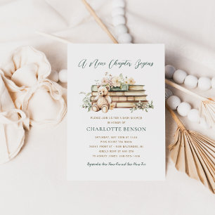 Ein neues Kapitel beginnt Florale Bücher Babyparty Einladung