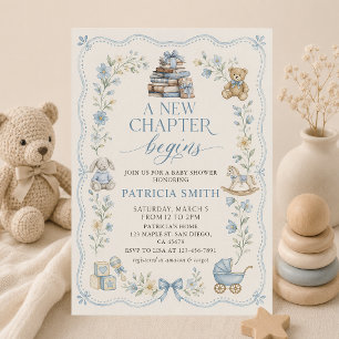 Ein neues Kapitel beginnt Florales Buch Baby Showe Einladung