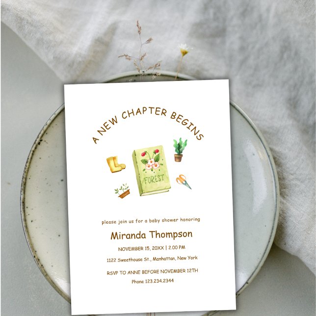 Ein neues Kapitel beginnt Garden Book Baby Dusche Einladung (A New Chapter Begin Garden Book Baby Shower Invitation)