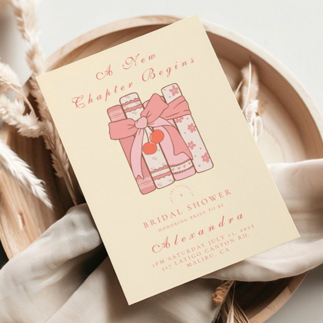 Ein neues Kapitel beginnt Kirschbogen-Rosa Brautpa Einladung (Von Creator hochgeladen)