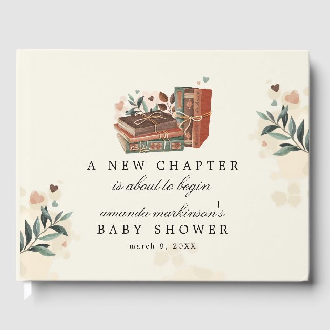 Ein neues Kapitel beginnt mit der Babydusche Gästebuch (Vorderseite)