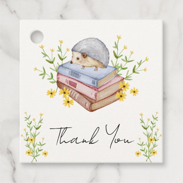 Ein neues Kapitel beginnt mit der Blumen-Igel-Kind Geschenkanhänger (Vorderseite)