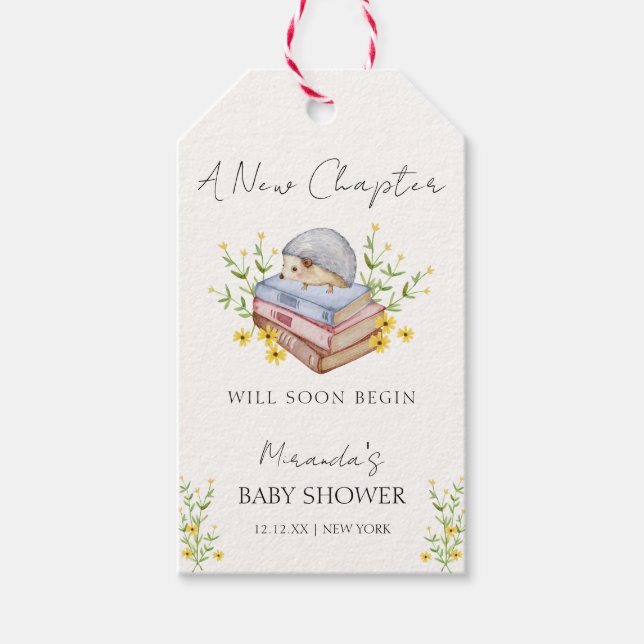 Ein neues Kapitel beginnt mit der Blumen-Igel-Kind Geschenkanhänger (Vorderseite)