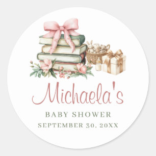 Ein neues Kapitel beginnt Pink Bow Books Baby Show Runder Aufkleber