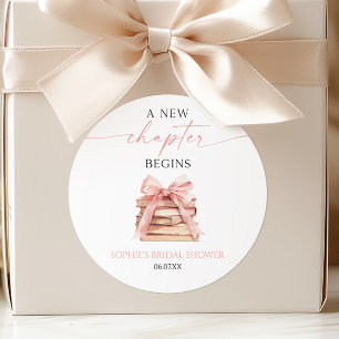 Ein neues Kapitel beginnt Pink Bow Books Brautpart Runder Aufkleber