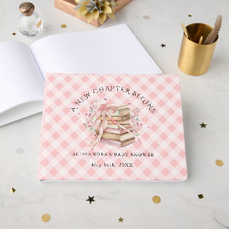 Ein neues Kapitel beginnt Pink Bow Bücher Baby-Par Gästebuch