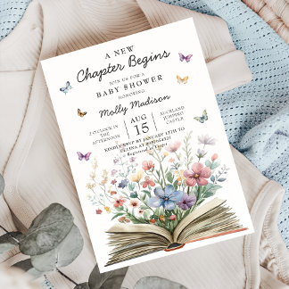 Ein neues Kapitel beginnt Wildflower Baby Shower Einladung