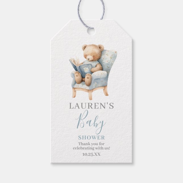 Ein neues Kapitel Begins Baby Shower Boy Geschenka Geschenkanhänger (Vorderseite)