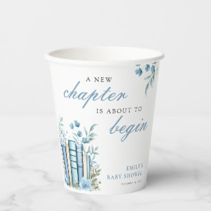 Ein neues Kapitel Blaues Babyshower Pappbecher