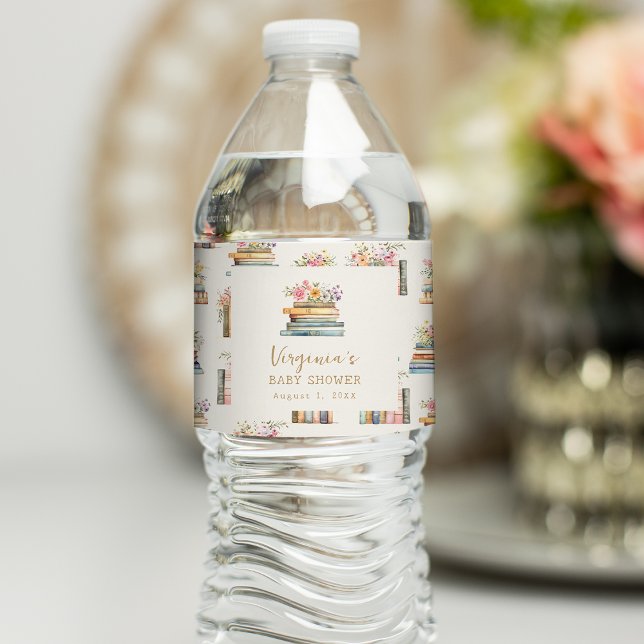 Ein neues Kapitel Bücher Kinderdusche (A New Chapter Books Baby Shower Water Bottle Label by Painted Paperie
)