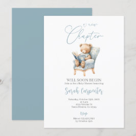 Ein neues Kapitel fängt Teddy Bear Baby Shower Boy Einladung