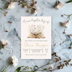 Ein neues Kapitel fängt Wildblume Baby Dusche an Einladung