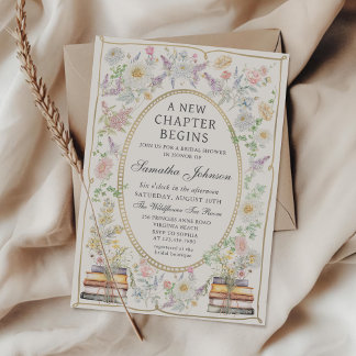 Ein neues Kapitel Florales Märchenbuch Brautparty Einladung