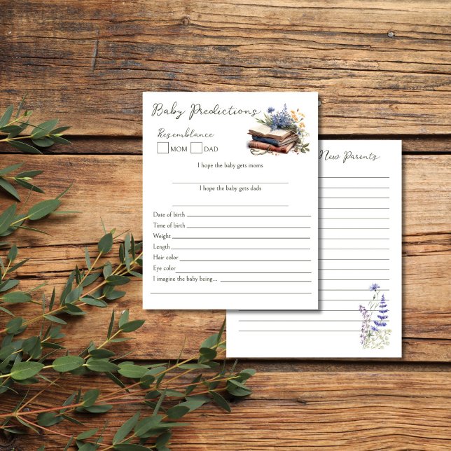 Ein neues Kapitel-Geschichte-Buch mit Ratschlägen  (A new chapter story book baby games baby predictions and advice for the new parents card)