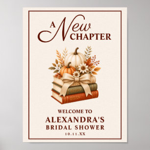 Ein neues Kapitel Herbst-Pumpkin-Bücher Brautparty Poster