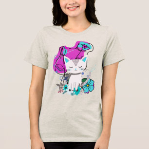Ein neues trendiges bunter Katzenliebhaber-Design Tri-Blend Shirt