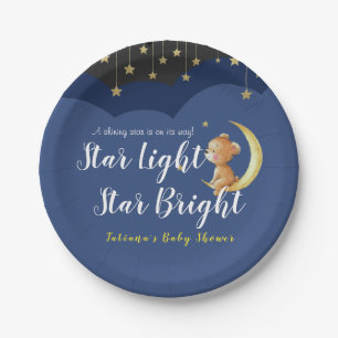 Ein neugeborener Star Night Sky Bär auf Moon Baby Pappteller