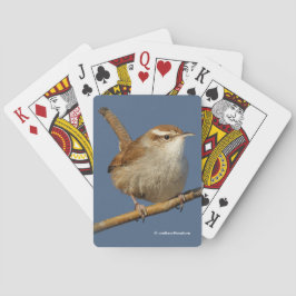 Ein neugieriger Bewick's Wren im Baum Spielkarten