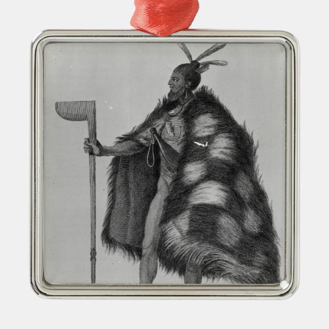 Ein Neuseeland-Krieger Silbernes Ornament (Vorne)