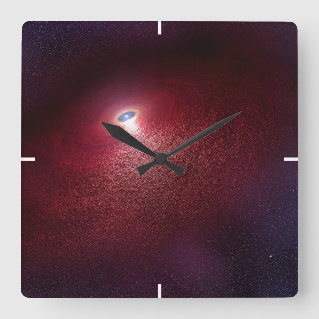 Ein Neutronenstern mit einer Scheibe warmen Staubs Quadratische Wanduhr (Vorderseite)
