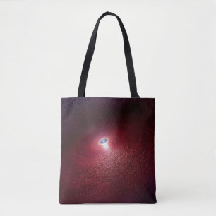Ein Neutronenstern mit einer Scheibe warmen Staubs Tasche
