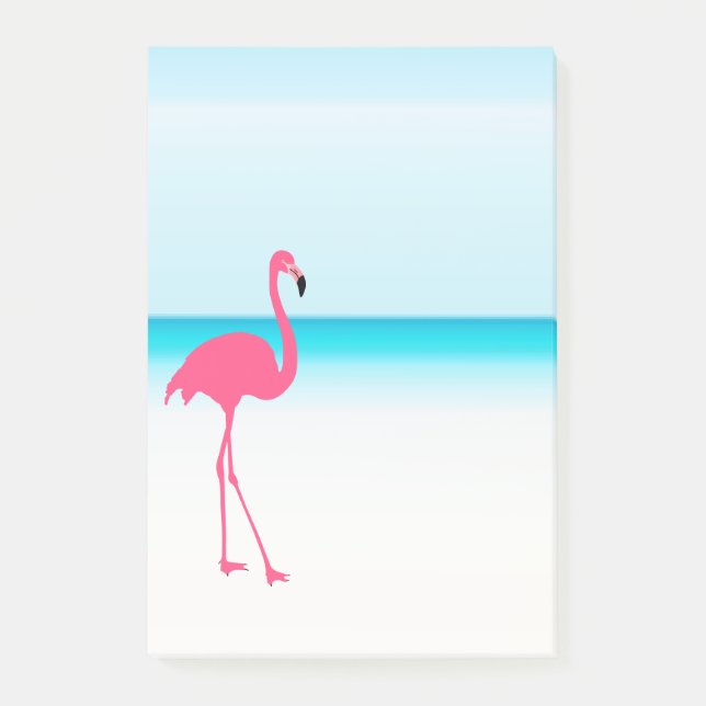 Ein niedlich rosa Flamingo am Strand Post-it Klebezettel (Vorderseite)
