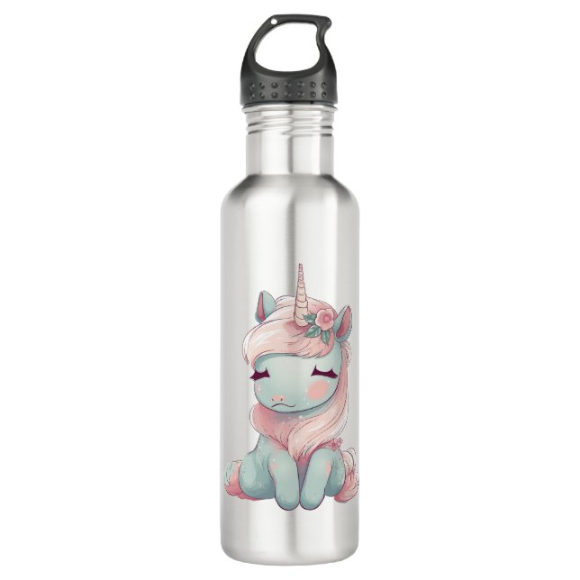 Ein niedlich schönes, stolzes Einhorn Edelstahlflasche (Vorderseite)