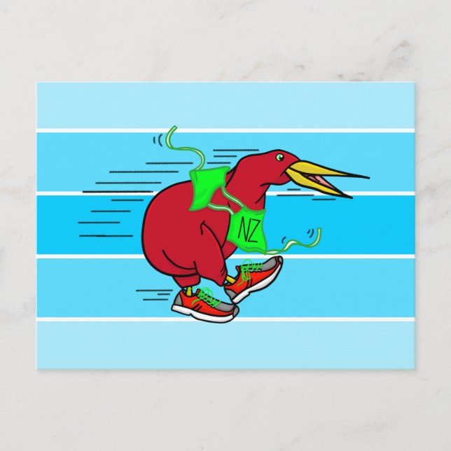 Ein niedlicher Cartoon Kiwi, der Schuhe trägt Postkarte (Vorderseite)