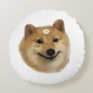 Ein Niedlicher Chef Shiba Inu Round Kissen