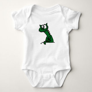 Ein niedlicher Drache in grün Baby Strampler
