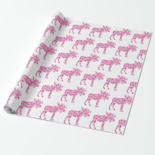 Ein Niedlicher Elch in kleinen rosa Herzen Geschenkpapier