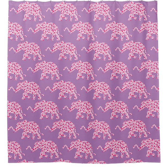 Ein Niedlicher Elefant in rosa Herzen Duschvorhang (Vorderseite)