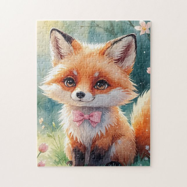 Ein Niedlicher Fuchs und rosa Bug (Vertikal)