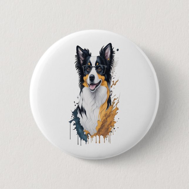 Ein niedlicher Hund Border Collie [RB#10009] Button (Vorderseite)