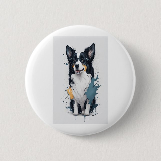 Ein niedlicher Hund Border Collie [RB#10011] Button (Vorderseite)