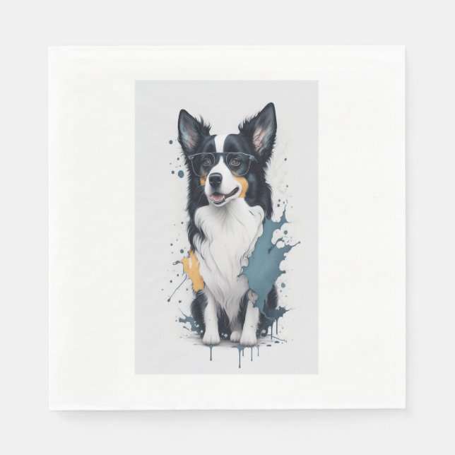 Ein niedlicher Hund Border Collie [RB#10011] Serviette (Vorderseite)