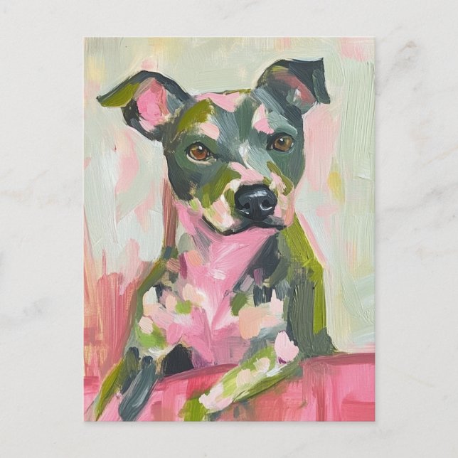 Ein Niedlicher Hund Graue Pittie Mix Postkarte (Vorderseite)