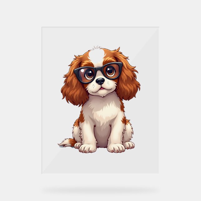 Ein niedlicher Hund König Charles Spaniel Acrylschild (Vorderseite)