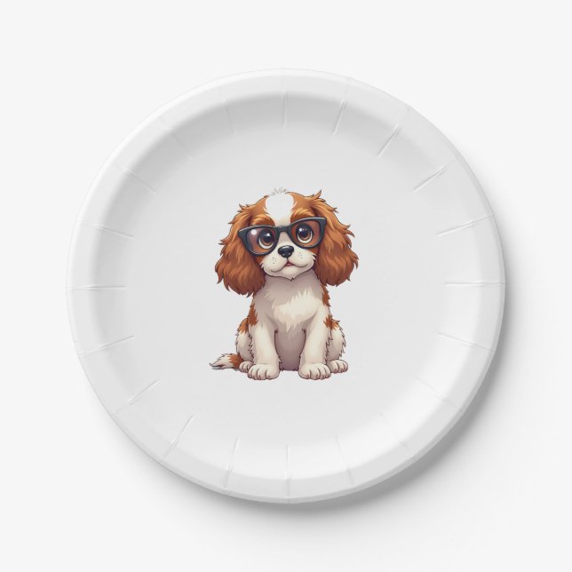 Ein niedlicher Hund König Charles Spaniel COPY Pappteller (Vorderseite)