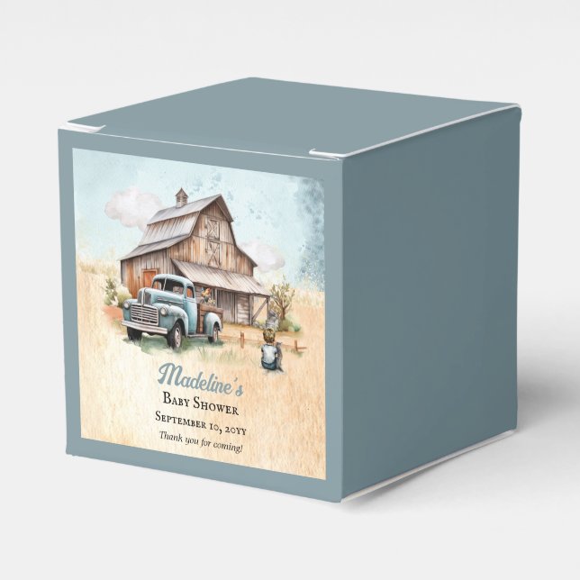 Ein Niedlicher kleiner Bauer Kinderdusche Danke Geschenkschachtel (Vorderseite)