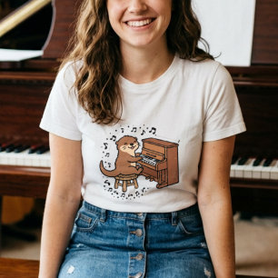 Ein niedlicher Otter spielt Klavier Tri-Blend Shirt