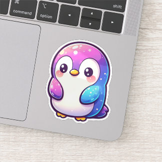 Ein niedlicher pastellfarbener Pinguin mit einem l Aufkleber