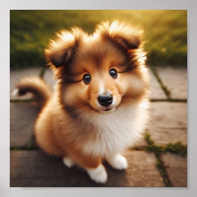 Ein niedlicher Shetland Sheepdog Welpe Poster (Vorne)