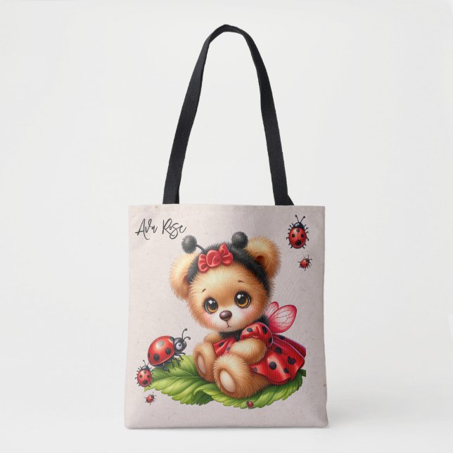 Ein Niedlicher Teddybär, der wie ein Ladybug-Gewür Tasche (Vorderseite)