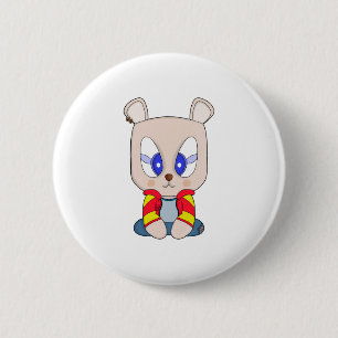 Ein niedlicher und stilvoller Bär mit Ohrstecher Button