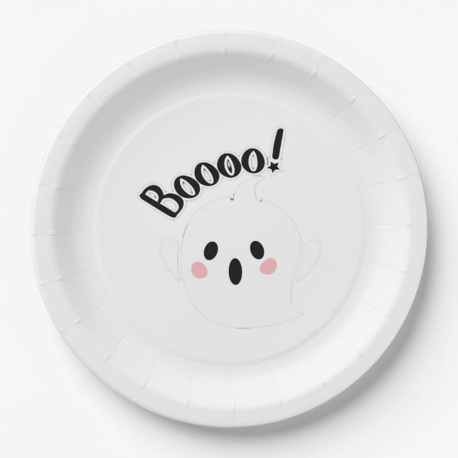 Ein Niedlicher, weißer Boo, Lässig Pappteller (Vorderseite)