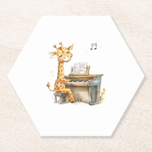 Ein Niedliches Baby Giraffe spielt Gitarre Untersetzer (Vorderseite)