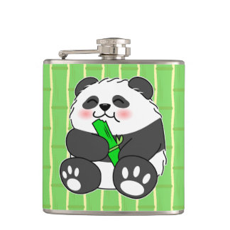 Ein Niedliches Baby Panda, das Bamboo Stalk isst Flachmann